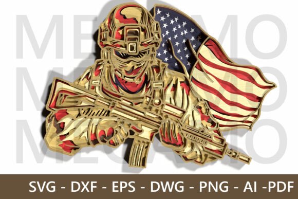 American Soldier Layered SVG Design