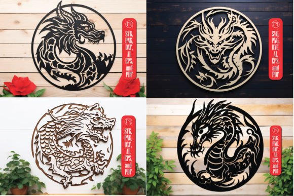 Cricut Dragon Papercut Decor SVG Bundle