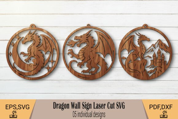 Dynamic Dragon Wall Sign SVG Designs for Laser Cutting