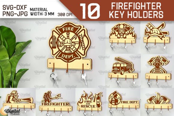 Firefighter Key Holders Laser Cut Bundle