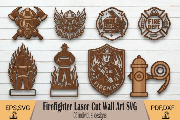 Firefighter Wall-Art Laser Cut SVG