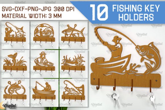 Fishing Key Holders Laser Cut Bundle: Creative Designs