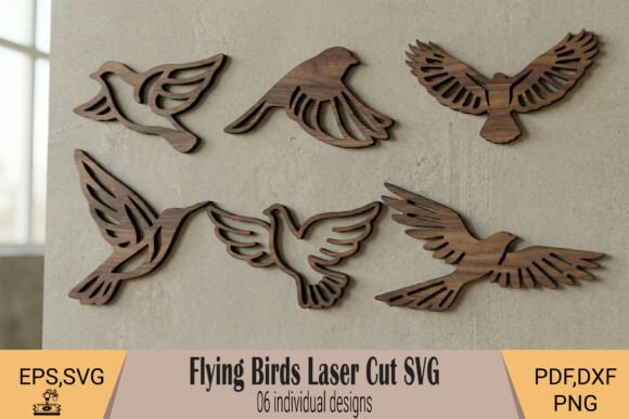 Flying Birds Laser Cut SVG: Dynamic Wall Art & Decor Designs
