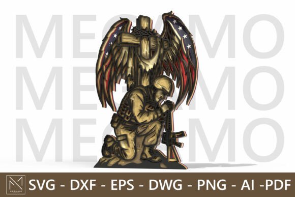 Kneeling Soldier with Flag Wings SVG: A Moving Tribute