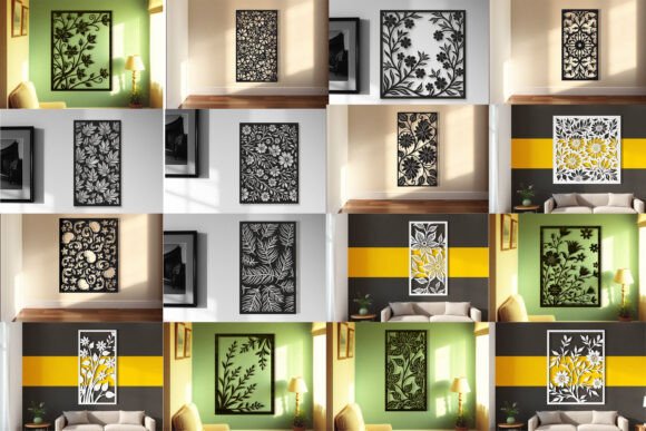 Laser Cut Floral Panel Wall Art Bundle