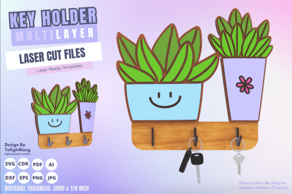 Laser Cut Multilayer Key Holder SVG: Organize with Style