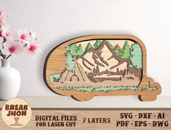 Layered Camping Cut File - Break Jhon: 3D Laser Art