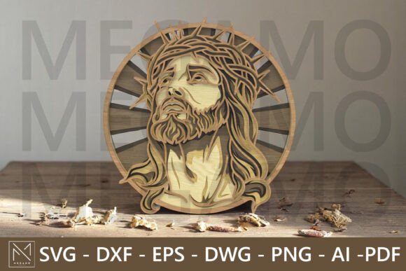 Layered Round Jesus SVG 3D Laser Cut Design