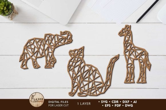 Line Animals Set: Decorative Templates for Creative Projects