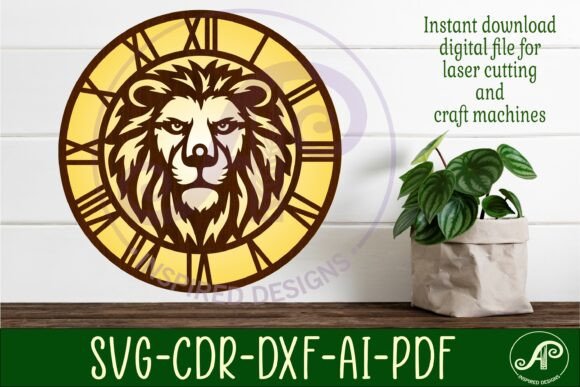 Lion Face Wall Clock Laser Cut Files