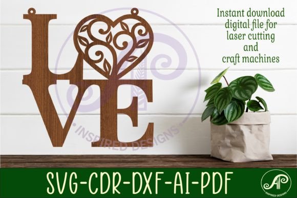 Love Word with Vine Heart Wall Art Sign