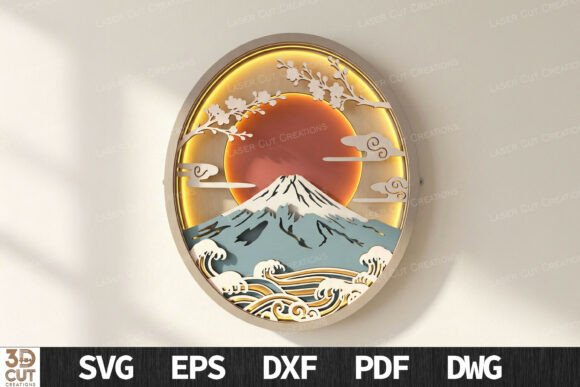 Mount Fuji Sunset Wall Art SVG