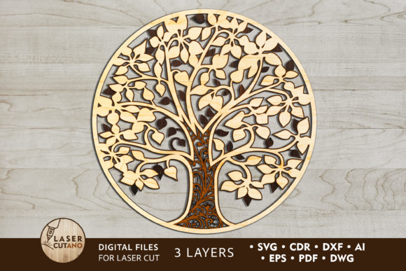 Multilayer Cut File TREE for Laser Cut: Creative Design