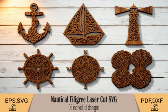 Nautical Filigree Laser Cut SVG: Coastal Elegance for Makers