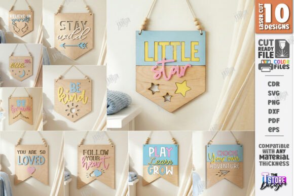 Nursery Wall Banners Laser Cut Bundle: Crafting with Heart