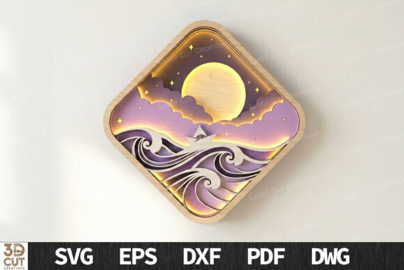 Ocean Moonlight Layered Wall Art SVG