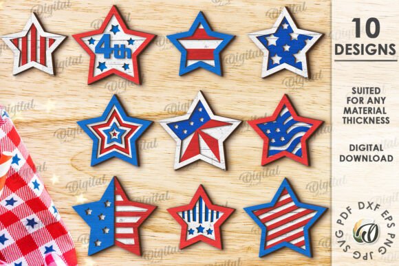 Patriotic Stars Decor Bundle Laser Cut: Your Creative Toolkit