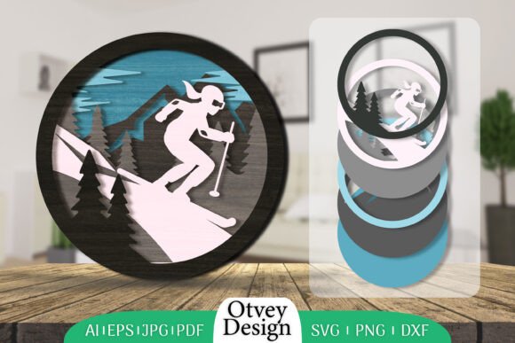 Ski 3D Layered Lasercut: Dynamic Depth for Modern Design