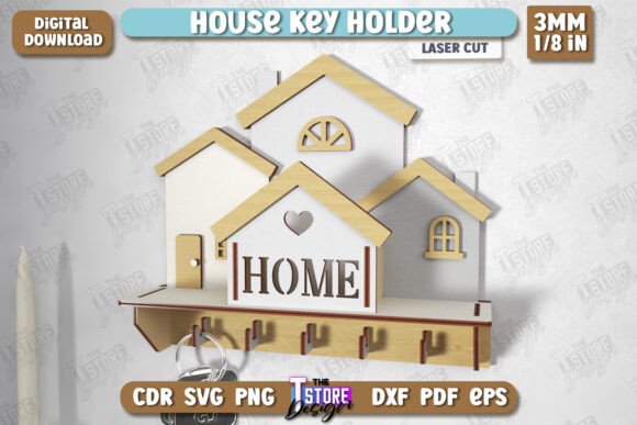 Wall House Key Holder Laser Cut
