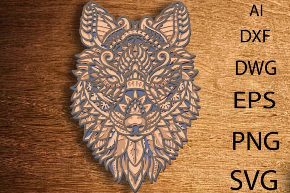 Wolf Mandalal Multilayer SVG for Laser Cut & Craft